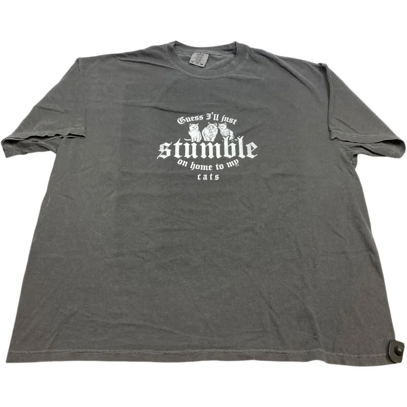 Comfortable Tops Top Short Sleeve By Comfort Colors In Grey, Size: 3x