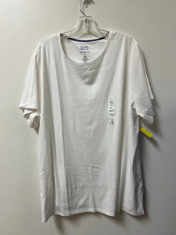 Energy Wear Top Short Sleeve By Croft And Barrow In White, Size: 3x