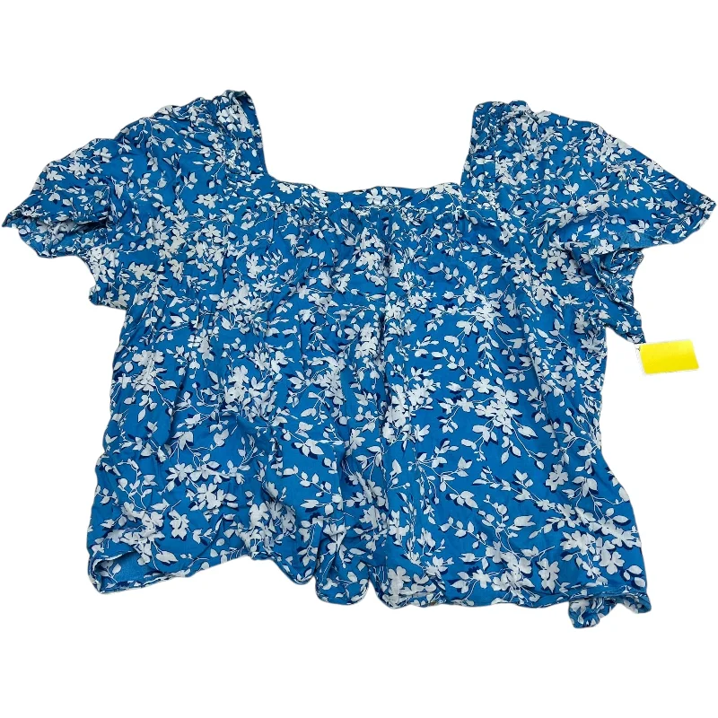 Effortless Elegance Top Short Sleeve By Draper James In Blue & White, Size: 3x