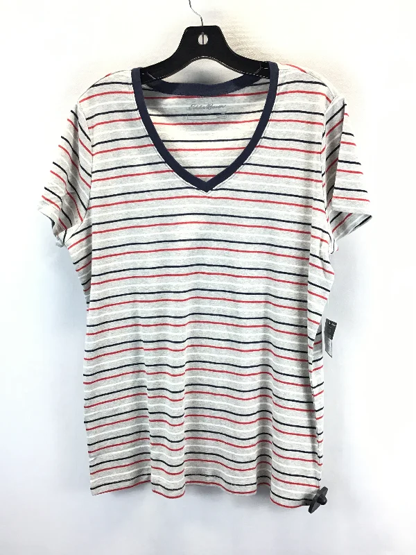 Minimal Style Top Short Sleeve By Eddie Bauer In Striped Pattern, Size: 2x