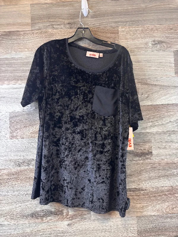 Quality Tailoring Top Short Sleeve By Evri In Black, Size: Xl