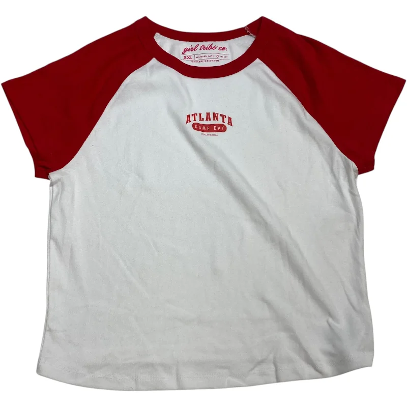 Comfortable Lounge Wear Top Short Sleeve By Girl Tribe Co In Red & White, Size: Xxl