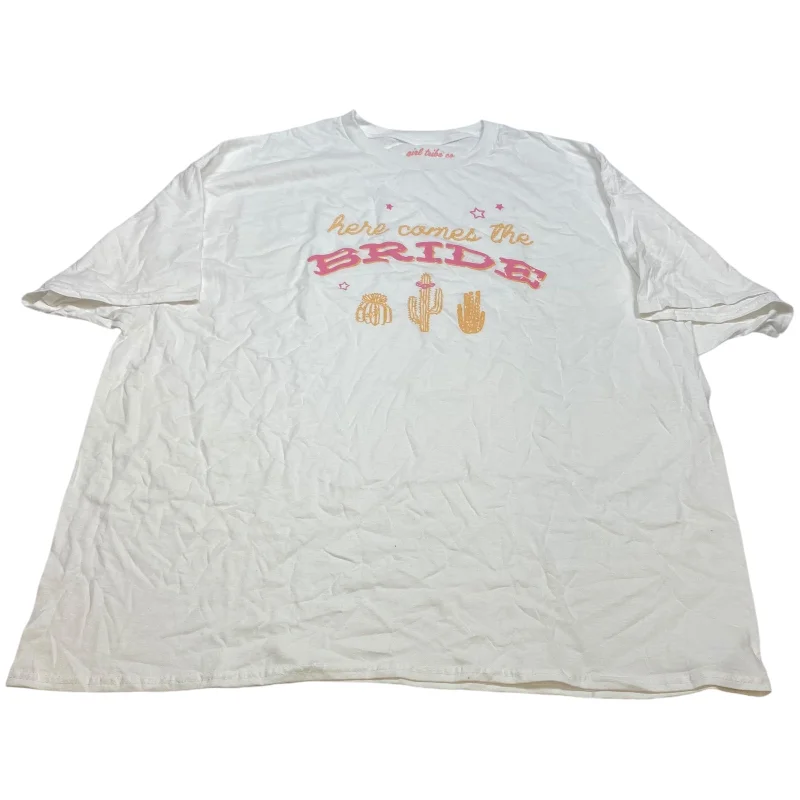 Personalized Wear Top Short Sleeve By Girl Tribe Co In White, Size: 2x