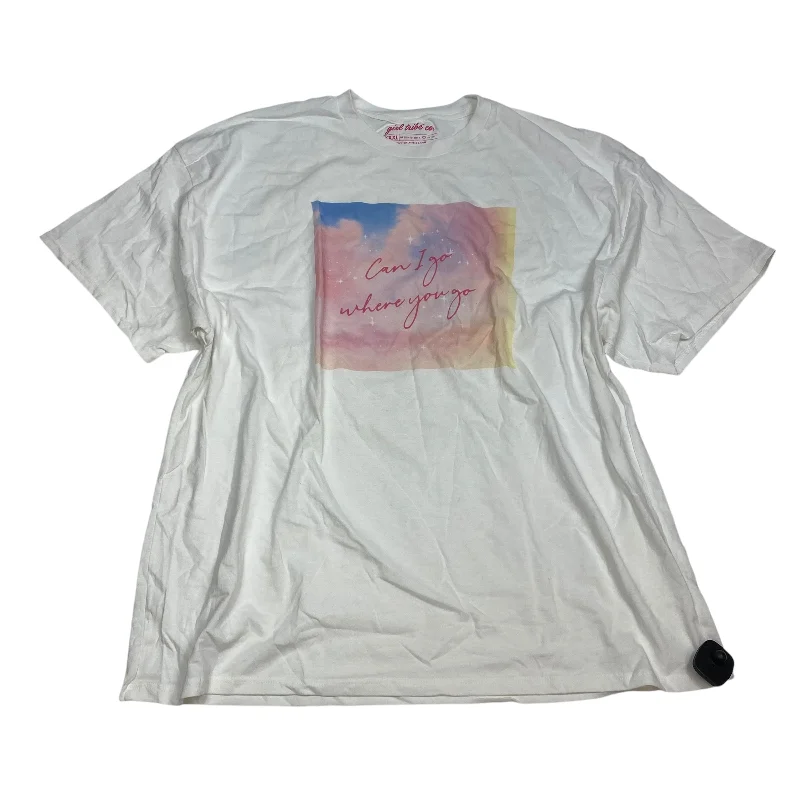 Relaxed Dresses Top Short Sleeve By Girl Tribe Co In White, Size: 2x