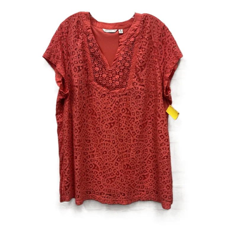 High-end Design Top Short Sleeve By Isaac Mizrahi Live Qvc In Pink, Size: 2x