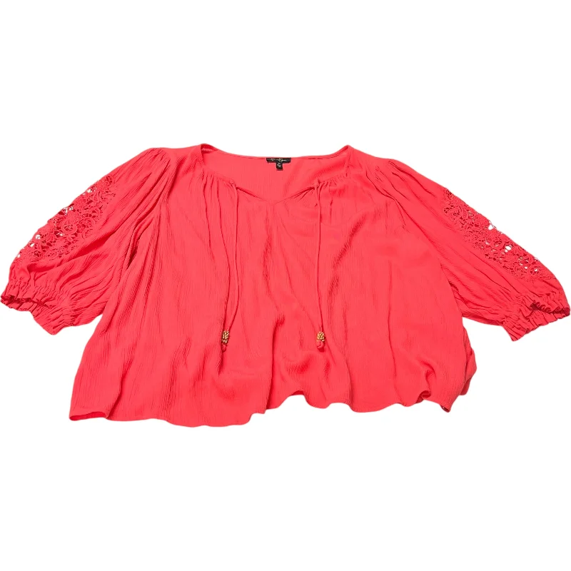 Comfy Chic Wear Top Short Sleeve By Jessica Simpson In Coral, Size: 2x