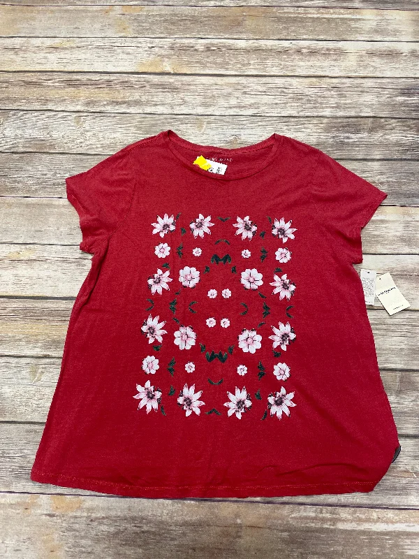 New Products Top Short Sleeve By Lucky Brand In Red, Size: 1x