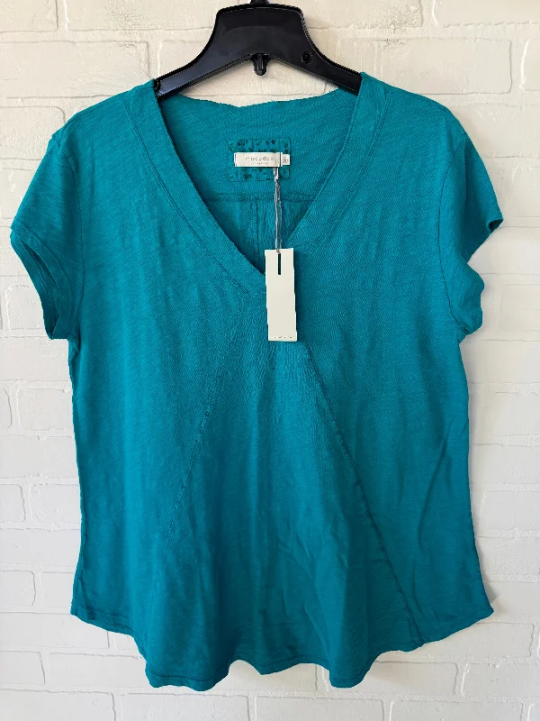 Relaxed Fashion Top Short Sleeve By Modadoc In Blue, Size: Xl