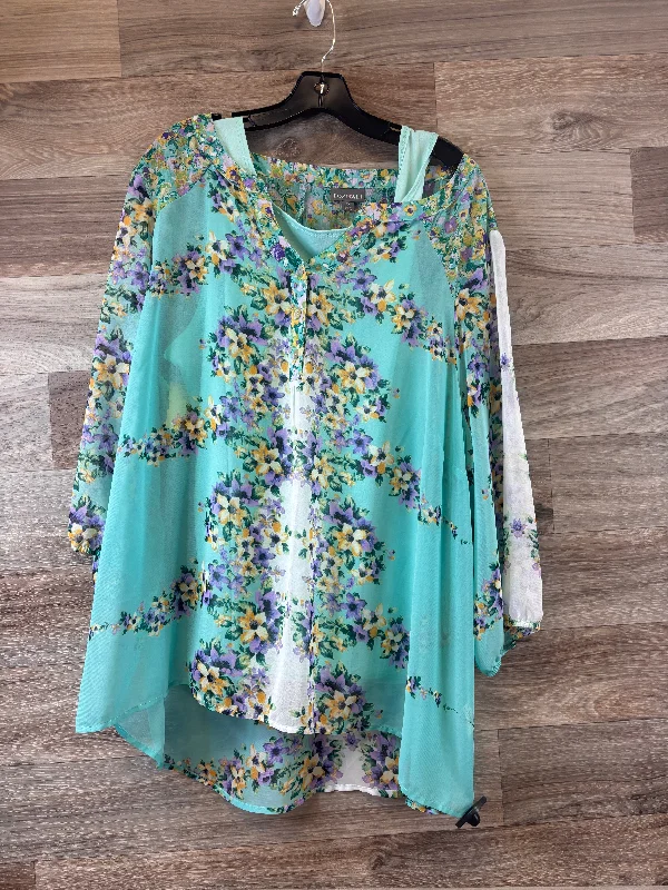 Free And Comfortable Top Short Sleeve By Roz And Ali In Floral Print, Size: 3x