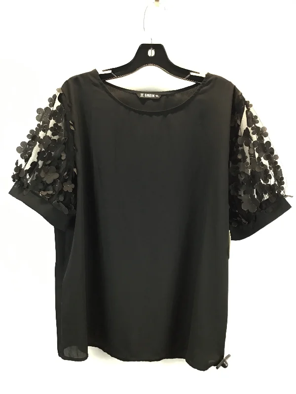 Nightclub Style Top Short Sleeve By Shein In Black, Size: 1x