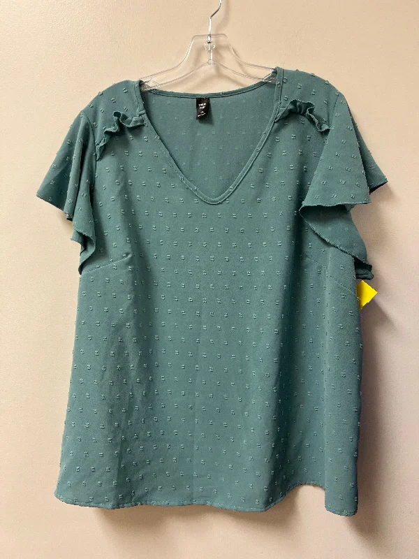 Sports Trend Top Short Sleeve By Shein In Blue, Size: 3x