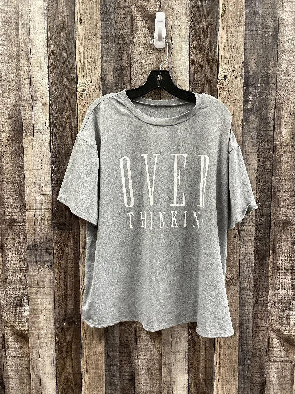 Elegant Tailoring Top Short Sleeve By Shein In Grey, Size: 2x
