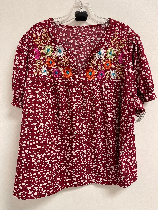 Quality Tailoring Top Short Sleeve By Shein In Red, Size: 3x
