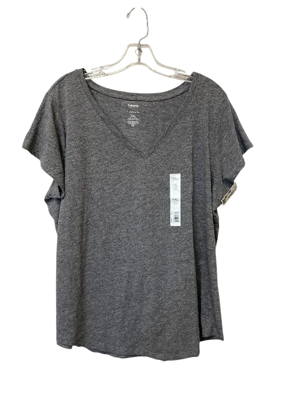 Mid-length Style Top Short Sleeve By Sonoma In Grey, Size: 2x