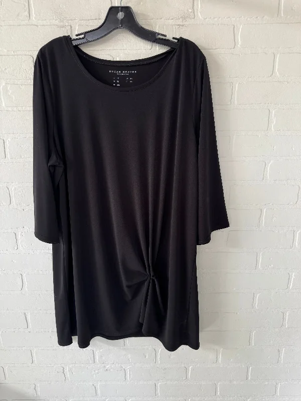 Soft Wearables Top Short Sleeve By Susan Graver In Black, Size: 1x