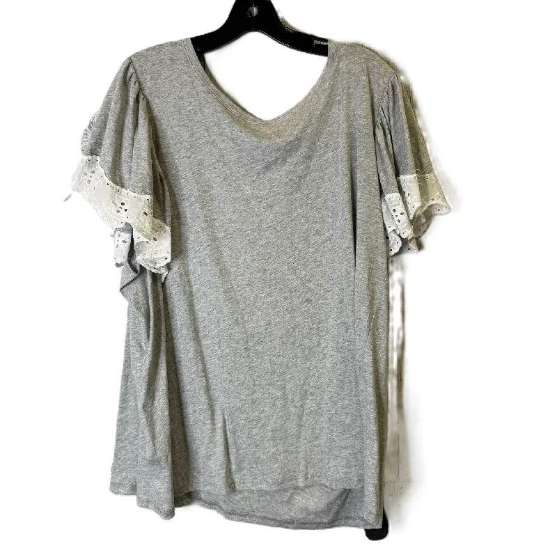 Advanced Design Top Short Sleeve By T Tahari In Grey, Size: 3x