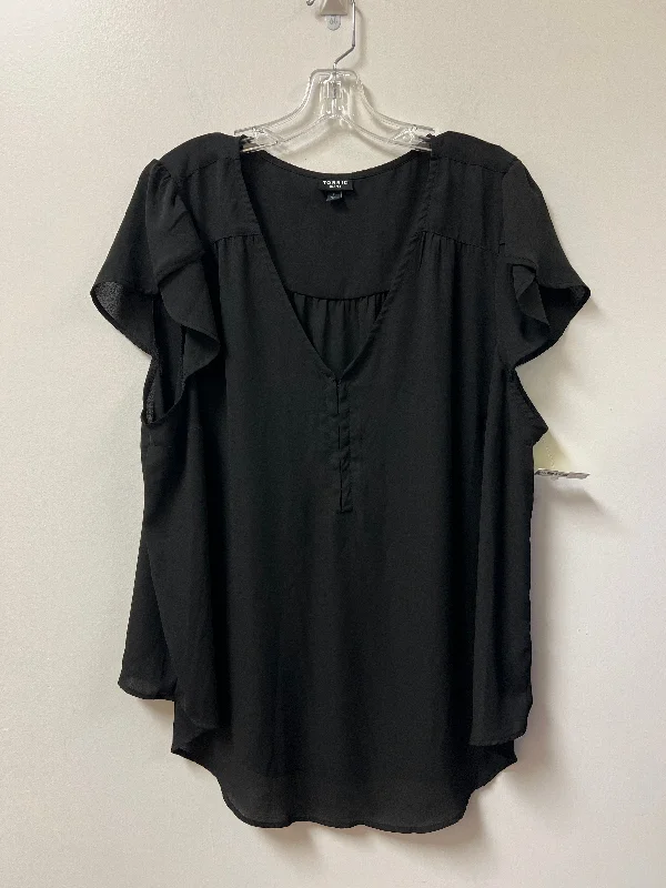 Noble And Elegant Top Short Sleeve By Torrid In Black, Size: 2x