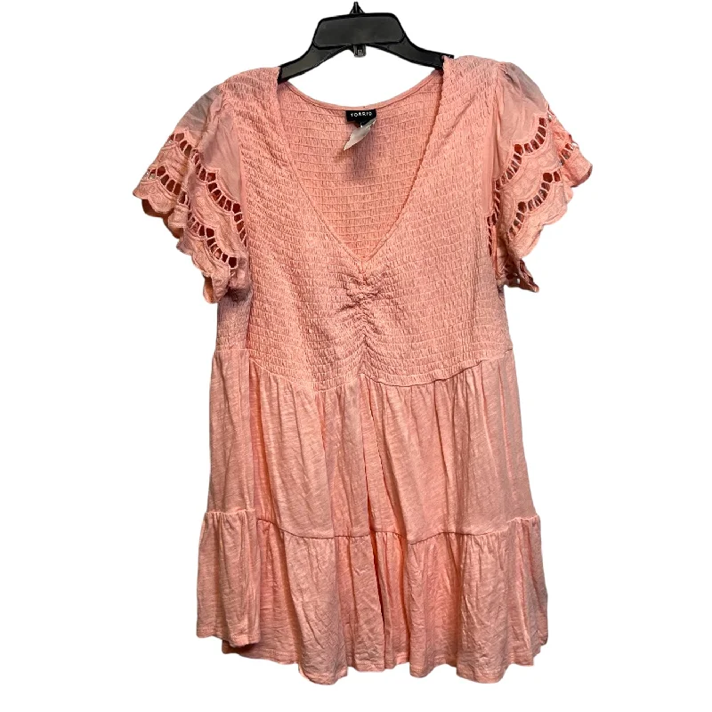 Comfortable Design Top Short Sleeve By Torrid In Coral, Size: 1x