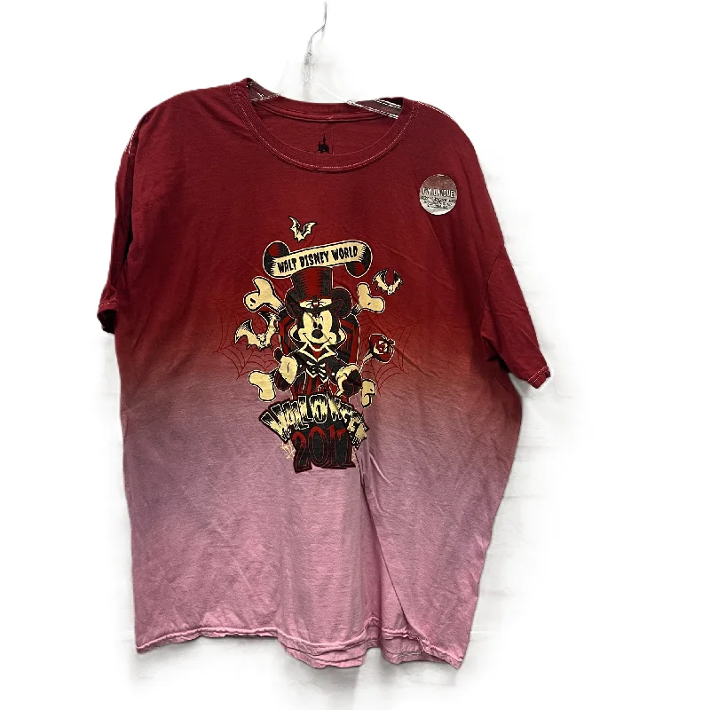 Elegant Temperament Top Short Sleeve By Walt Disney In Red, Size: 2x