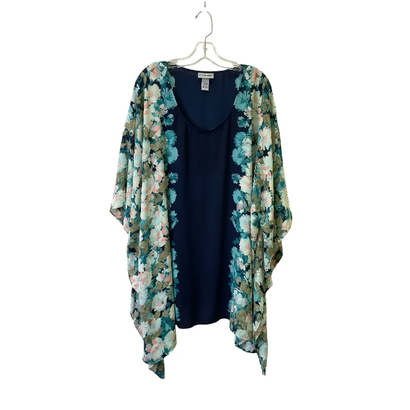Designer Style Top Ss Basic By Catherines In Blue, Size:4X