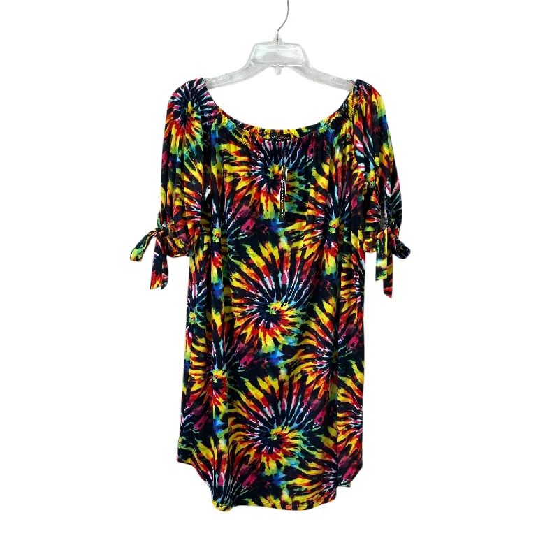 Trendy Looks Top Ss Basic By Absolutely it In Rainbow Print, Size:2X