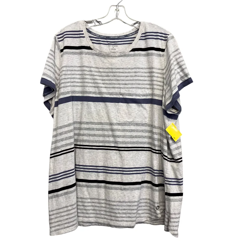 Warm Layers Top Ss By Calvin Klein In Striped Pattern, Size:3X