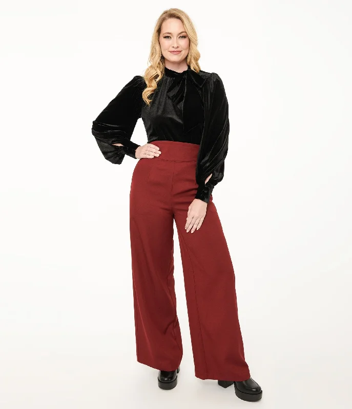 Exquisite Fabrics Unique Vintage 1940s Merlot High Waist Pants