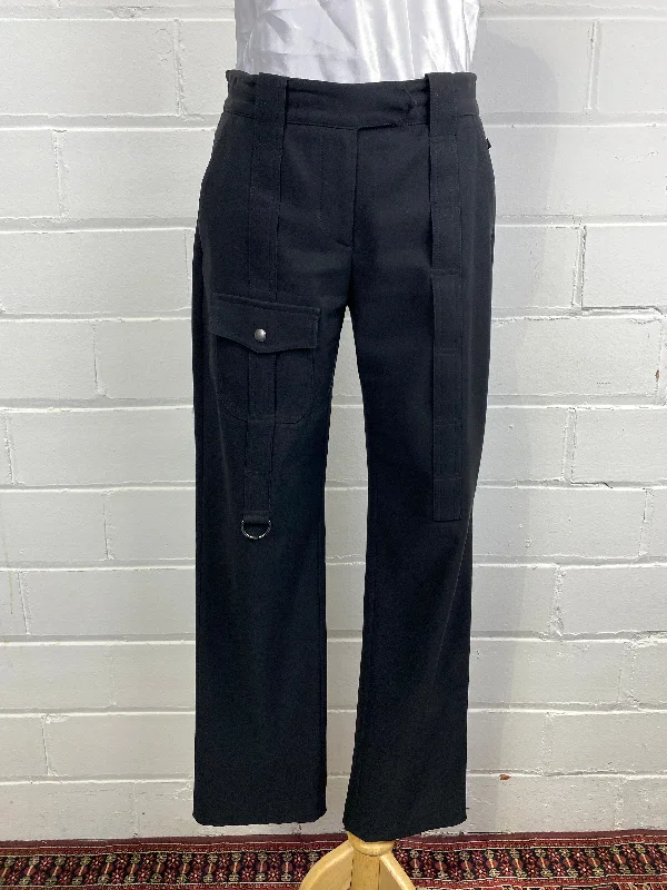 High-end Design Vintage 1990s/Y2K Black Gianfranco Ferré (Ferré Jeans) Low Waist 'Cargo' Pants