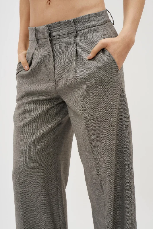 High Street Series Wide Leg Grey Tailored Wool Pants