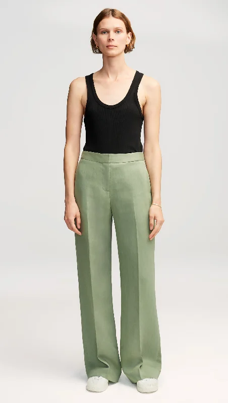 Classic Comfort Wide Leg Trouser in Linen | Sage