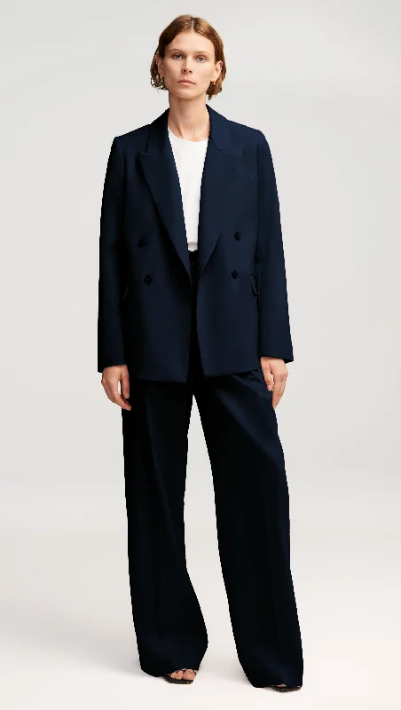 Cozy Fashion Trends Wide Leg Trouser in Seasonless Wool | Midnight