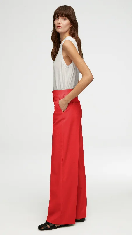 Comfortable Wear Wide Leg Trouser in Seasonless Wool | Poppy
