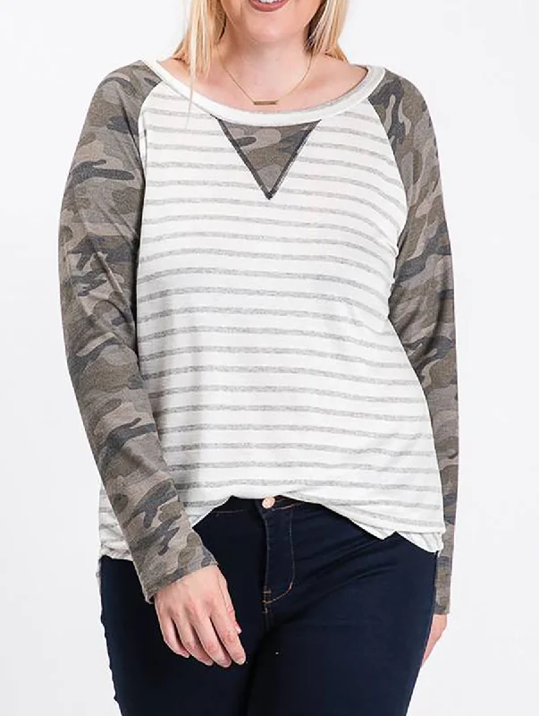 Stylish Casuals Curvy Almost Maybe Camo Long Sleeve