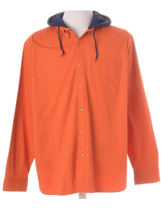 Label Orange Hooded Cotton Shirt