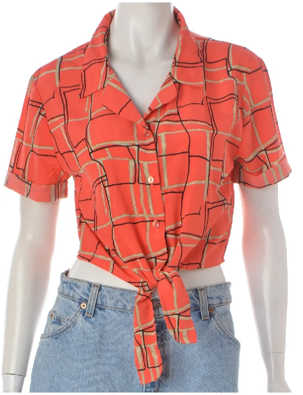 End Of The Year Label Salmon Pink Tie Front Blouse