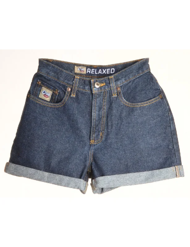 Design And Tailoring Label Rolled Hem Indigo Denim Shorts