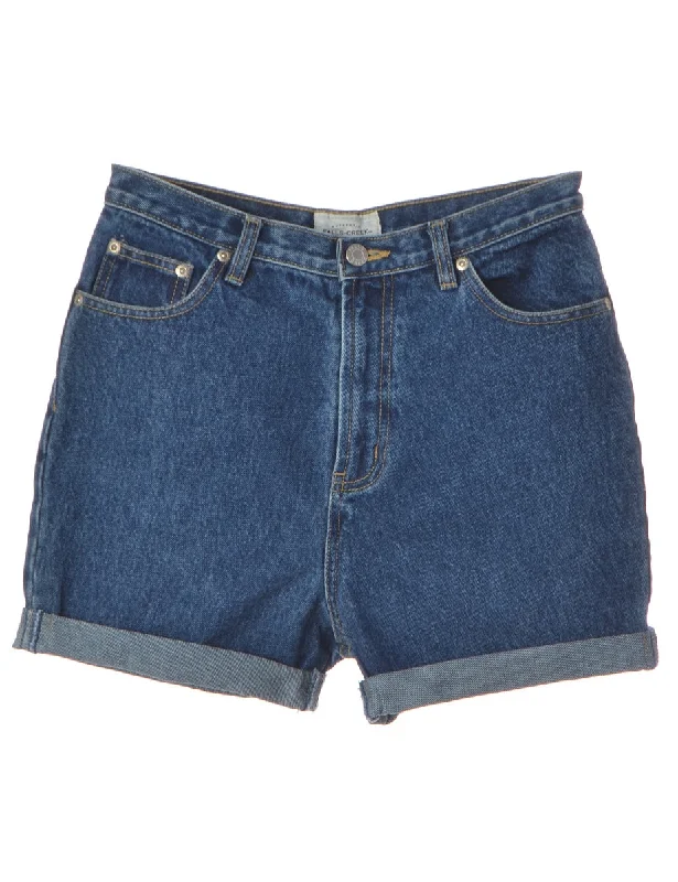 Casual Street Label Rolled Hem Indigo Denim Shorts
