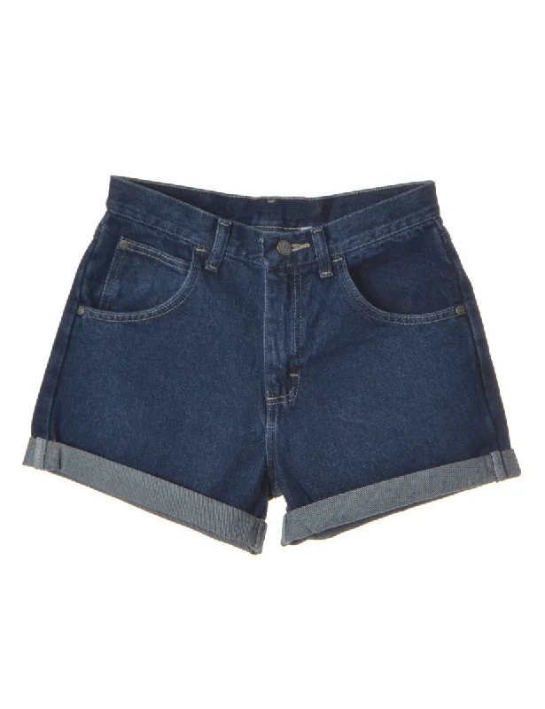 Elegant And Simple Label Rolled Hem Indigo Denim Shorts