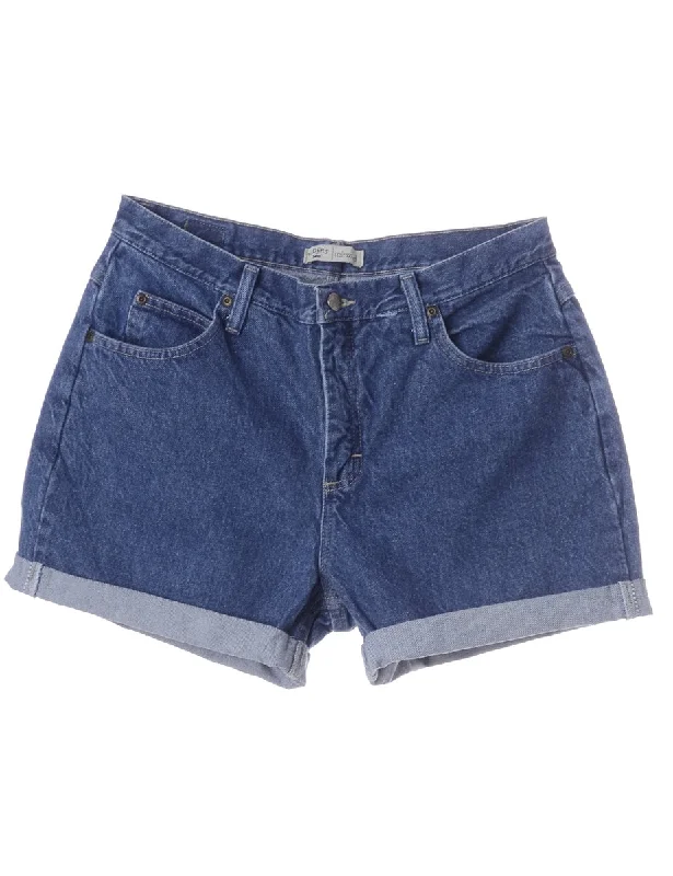 Relaxed Fashion Label Roll Hem Indigo Denim Shorts