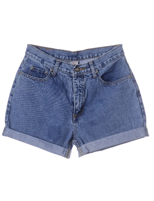 Chic Outfits Label Roll Hem Indigo Denim Shorts