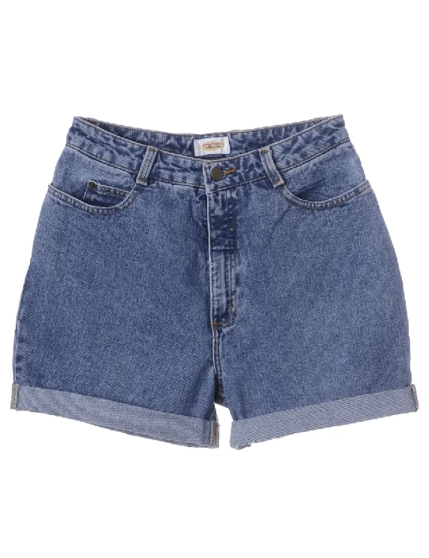 Timeless Style Label Roll Hem Indigo Denim Shorts