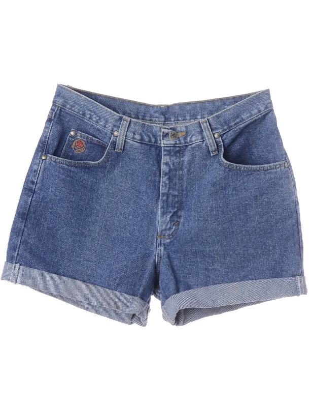 Effortless Looks Label Roll Hem Indigo Denim Shorts