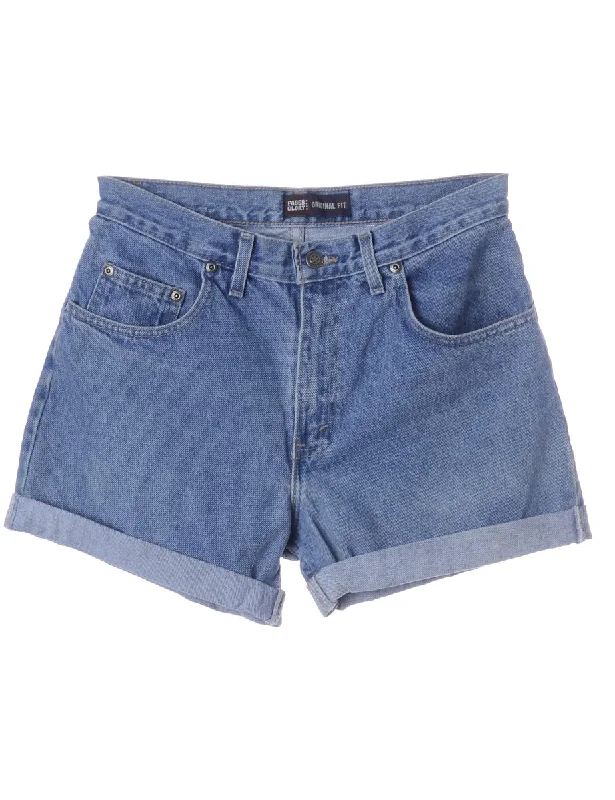 Light Dressing Label Roll Hem Indigo Denim Shorts
