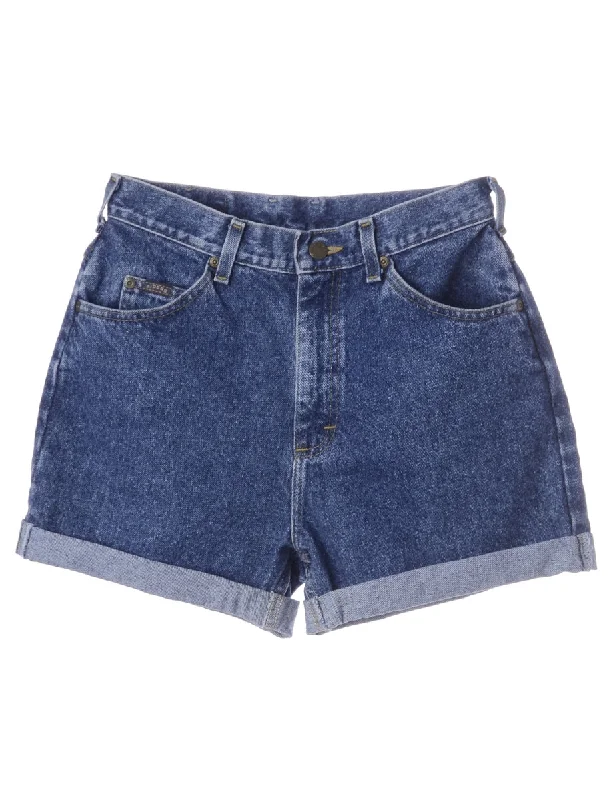 Simple Looks Label Roll Hem Indigo Denim Shorts
