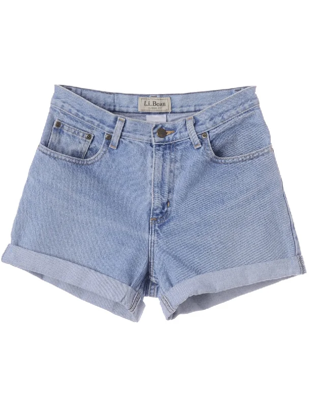 Relaxed Looks Label Roll Hem Light Wash Denim Shorts