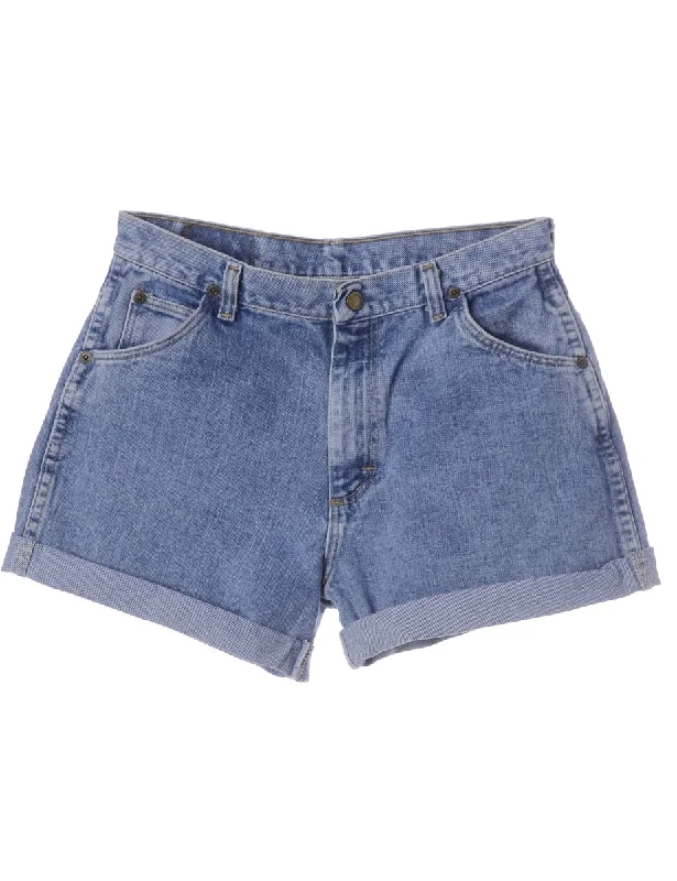 Cozy Fashions Label Roll Hem Medium Wash Denim Shorts