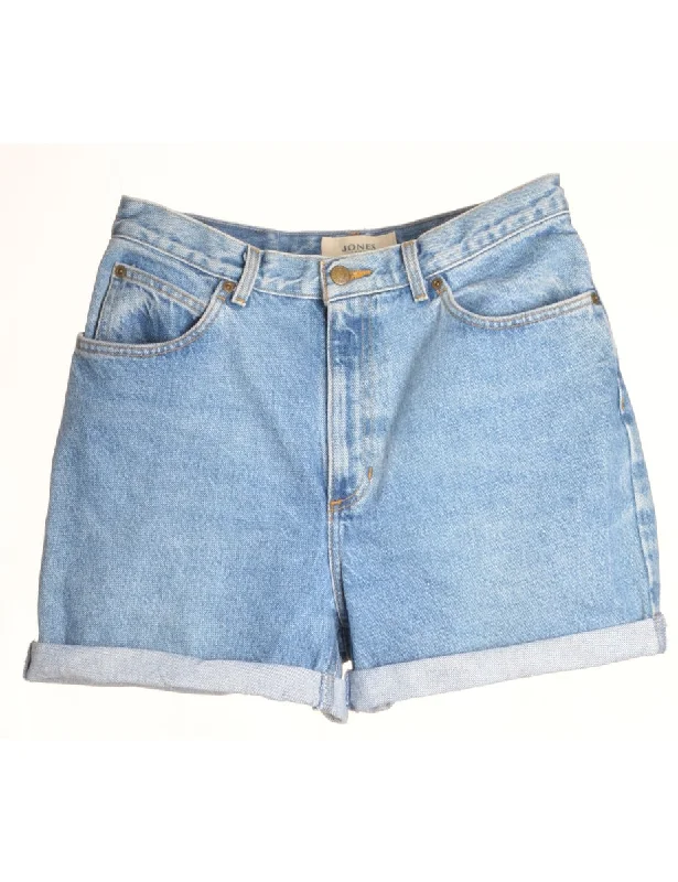 Personalized Design Label Rolled Hem Stone Wash Denim Shorts