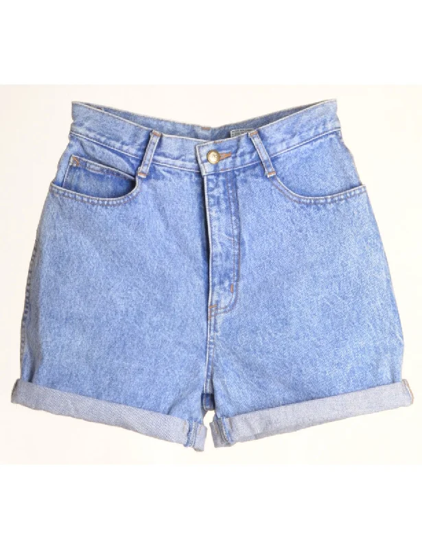 Creative Prints Label Rolled Hem Stone Wash Denim Shorts