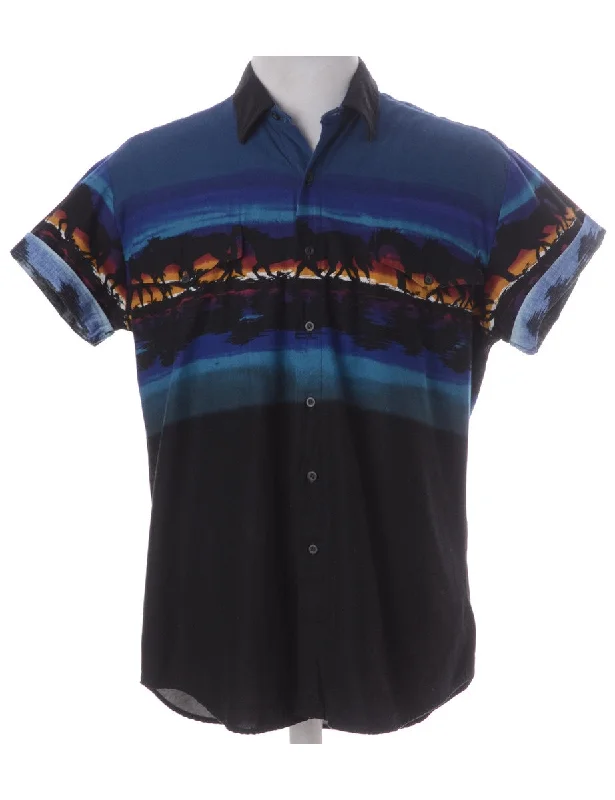 Slim Fit Label Roll Sleeve Upcycled Shirt