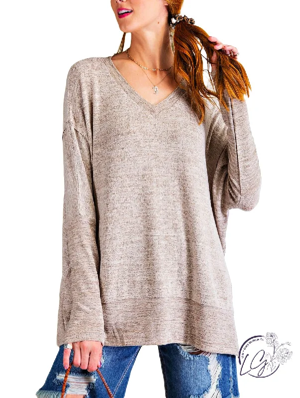 High Street Design Curvy Brushed Knit Loose Fit Top